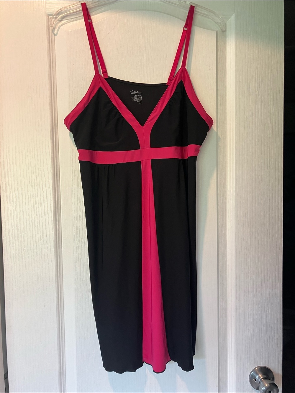 Secret Treasures Black and Hot Pink Slip Dress